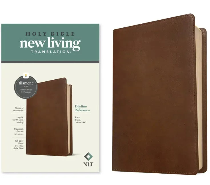 NLT Thinline Reference Bible, Filament Enabled Edition (Red Letter, Leatherlike, Rustic Brown) - stevensbooks