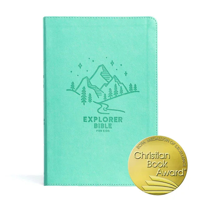 CSB Explorer Bible for Kids, Light Teal Mountains Leathertouch: Placing God's Word in the Middle of God's World - stevensbooks