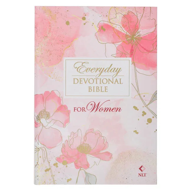 NLT Holy Bible Everyday Devotional Bible for Women New Living Translation, Pink Printed Floral - stevensbooks