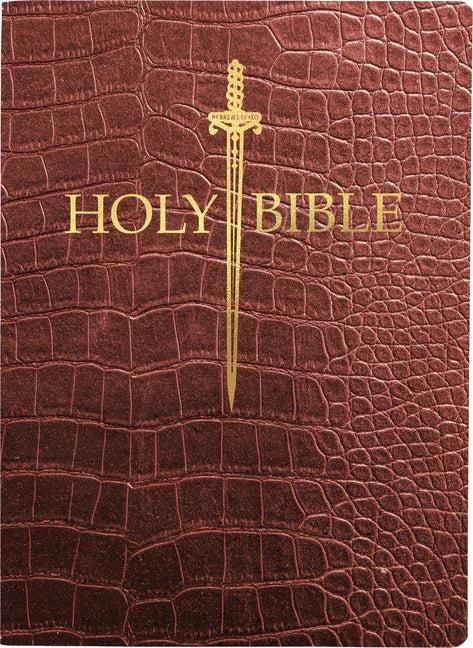 KJV Sword Bible, Large Print, Walnut Alligator Bonded Leather, Thumb Index: (Red Letter, Burgundy, 1611 Version) - stevensbooks