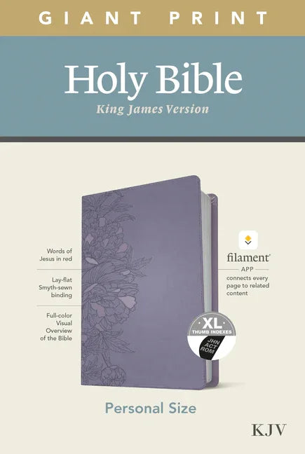 KJV Personal Size Giant Print Bible, Filament Enabled Edition (Leatherlike, Peony Lavender, Indexed) - stevensbooks