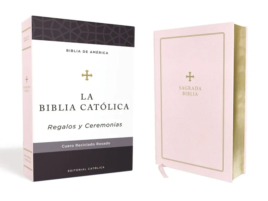 Biblia Católica, Regalos Y Ceremonias, Piel Reciclada, Rosado, Comfort Print - stevensbooks