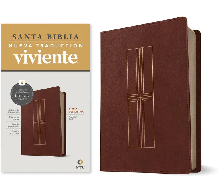 Biblia Ultrafina Ntv, Con Filament (Sentipiel, Café, Letra Roja) - stevensbooks