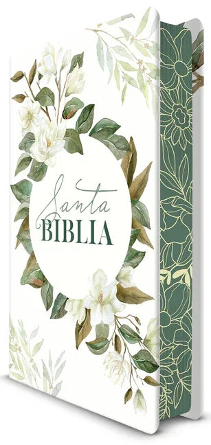 Biblia Rvr 1960 Letra Grande Tamaño Manual, Tapa Dura Con Flores Blancas Y Cantos Pintados / Spanish Bible Rvr 1960 Handy Size White Flowers Sprayed E - stevensbooks