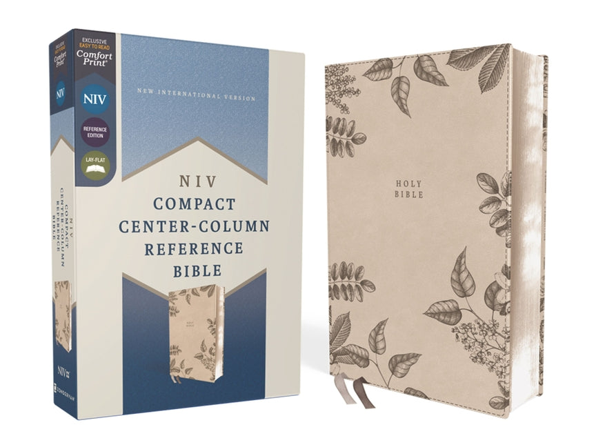 Niv, Compact Center-Column Reference Bible, Leathersoft, Stone, Red Letter, Comfort Print - Ingram