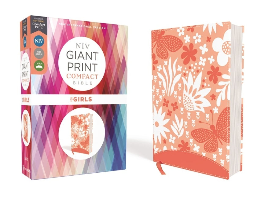 Niv, Giant Print Compact Bible for Girls, Leathersoft, Coral, Red Letter Edition, Comfort Print - Ingram
