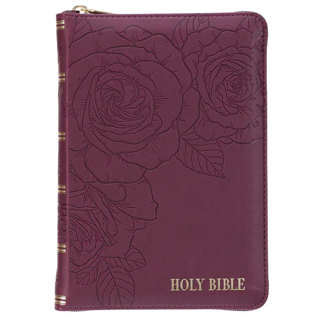 KJV Bible Compact Faux Leather Merlot W/Zipper - stevensbooks