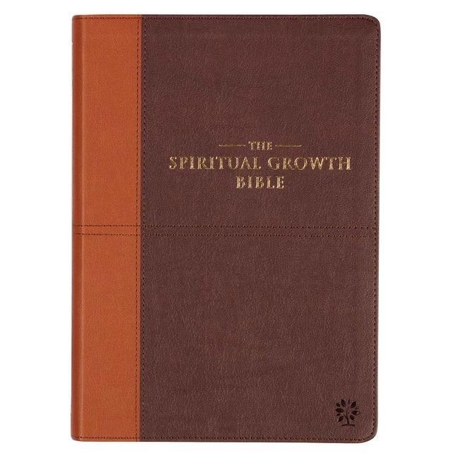Spiritual Growth Bible, Study Bible, NLT - New Living Translation Holy Bible, Faux Leather, Chocolate Brown/Ginger - stevensbooks