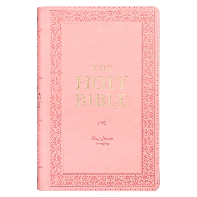 KJV Holy Bible, Giant Print Standard Size Faux Leather Red Letter Edition - Ribbon Marker, King James Version, Pink - stevensbooks