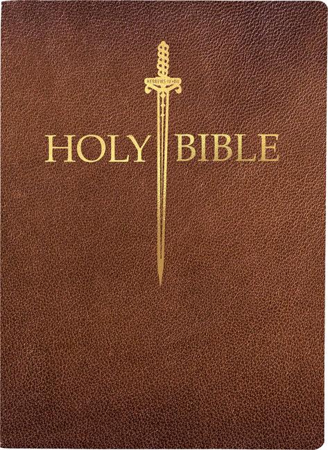 KJV Sword Bible, Large Print, Acorn Bonded Leather, Thumb Index: (Red Letter, Brown, 1611 Version) - stevensbooks