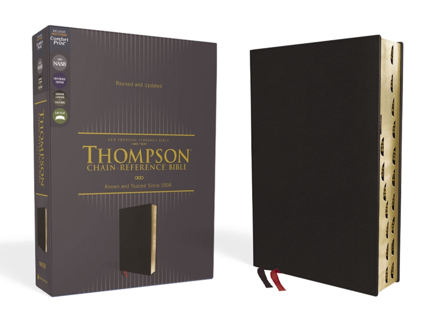 Nasb, Thompson Chain-Reference Bible, Genuine Leather, Calfskin, Black, 1995 Text, Red Letter, Thumb Indexed, Comfort Print - Ingram
