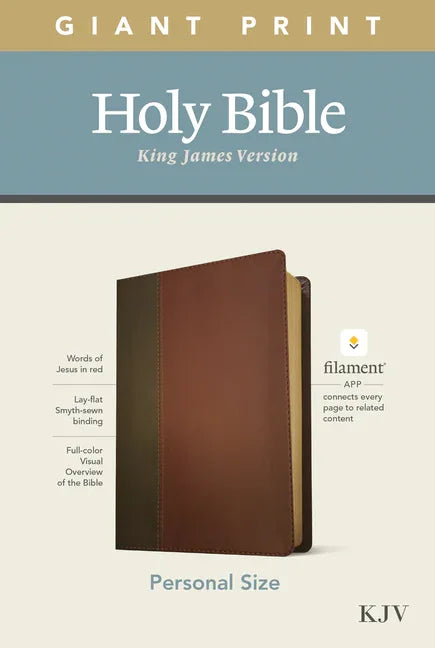 KJV Personal Size Giant Print Bible, Filament Enabled Edition (Leatherlike, Brown/Mahogany) - stevensbooks