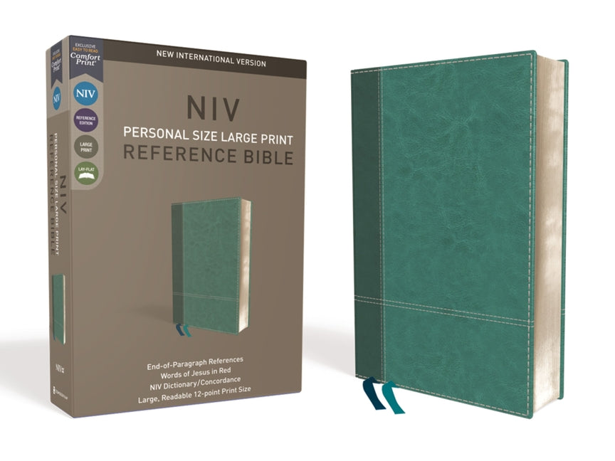 NIV, Personal Size Reference Bible, Large Print, Imitation Leather, Blue, Red Letter Edition, Comfort Print - Ingram