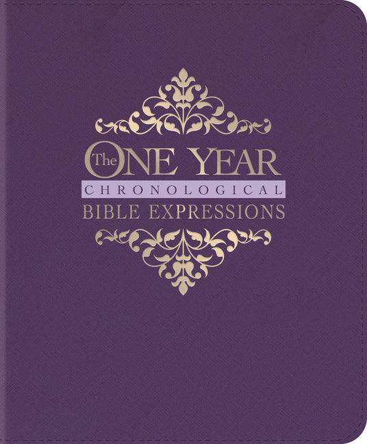 One Year Chronological Bible Expressions NLT (Leatherlike, Imperial Purple) - stevensbooks