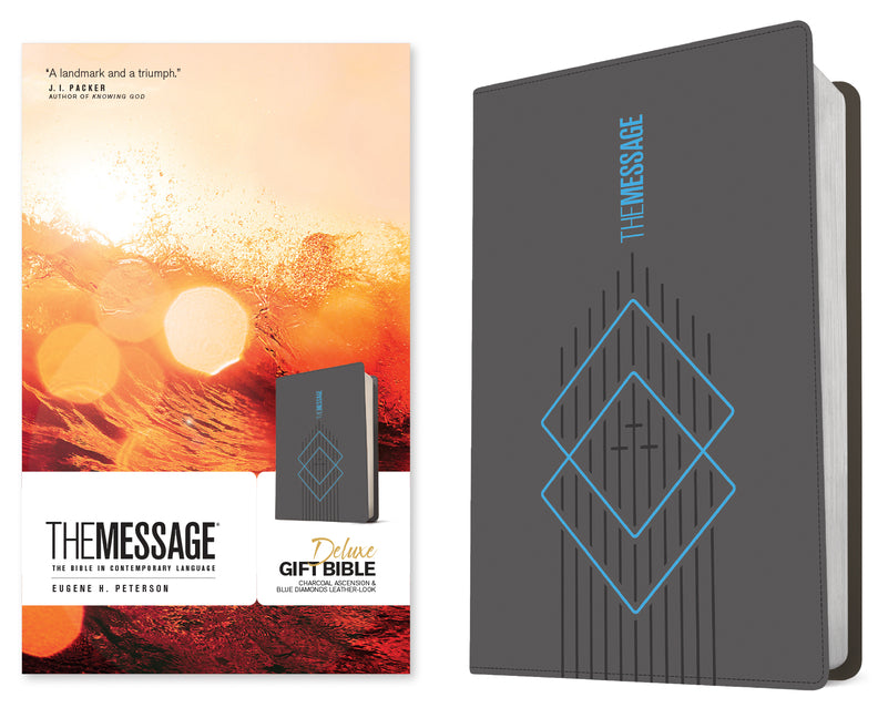 Message Deluxe Gift Bible (Leather-Look, Charcoal Ascension and Blue Diamonds): The Bible in Contemporary Language - Ingram