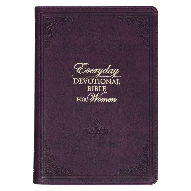 NLT Holy Bible Everyday Devotional Bible for Women New Living Translation, Vegan Leather, Purple Debossed - stevensbooks