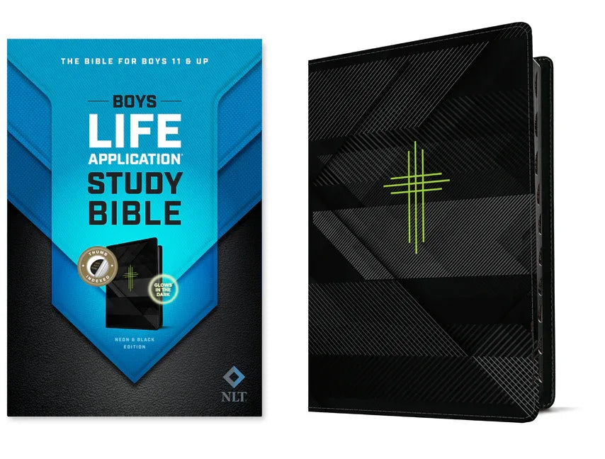 NLT Boys Life Application Study Bible, Tutone (Leatherlike, Neon/Black, Indexed) - stevensbooks