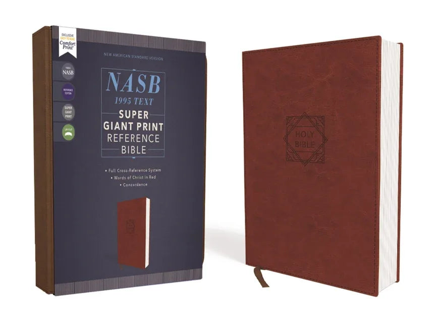 Nasb, Super Giant Print Reference Bible, Leathersoft, Brown, Red Letter Edition, 1995 Text, Comfort Print - stevensbooks