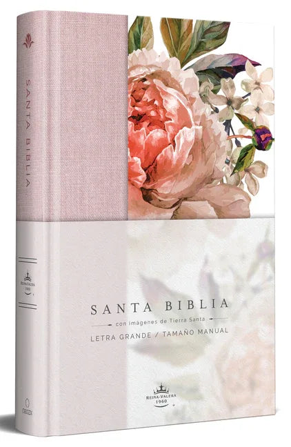 Biblia Reina Valera 1960 Letra Grande. Tapa Dura, Tela Rosada Con Flores, Tamaño Manual / Bible Rvr 1960. Handy Size, Large Print, Hardcover, Pink - stevensbooks