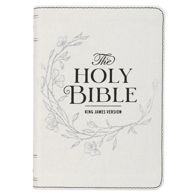 KJV Bible Compact Large Print Faux Leather White - stevensbooks