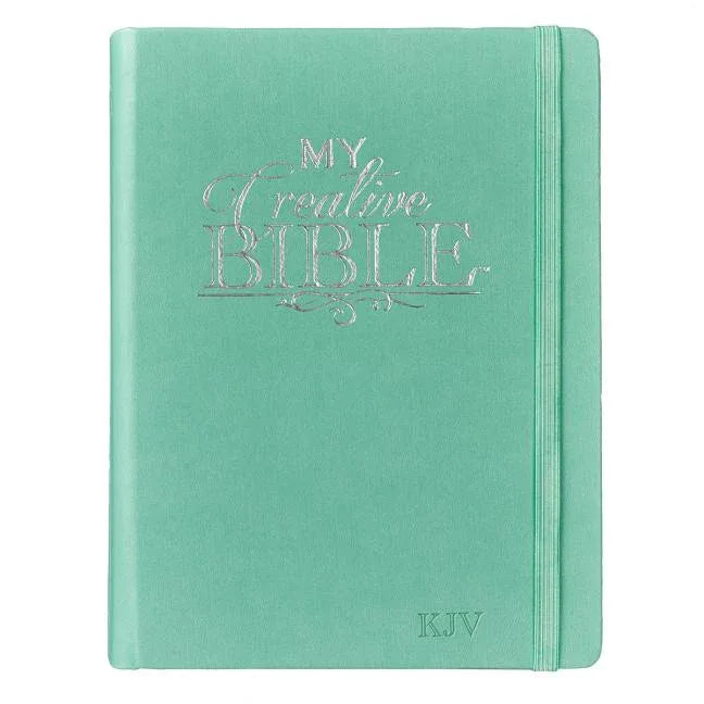 KJV Holy Bible, My Creative Bible, Faux Leather Hardcover - Ribbon Marker, King James Version, Teal W/Elastic Closure - stevensbooks