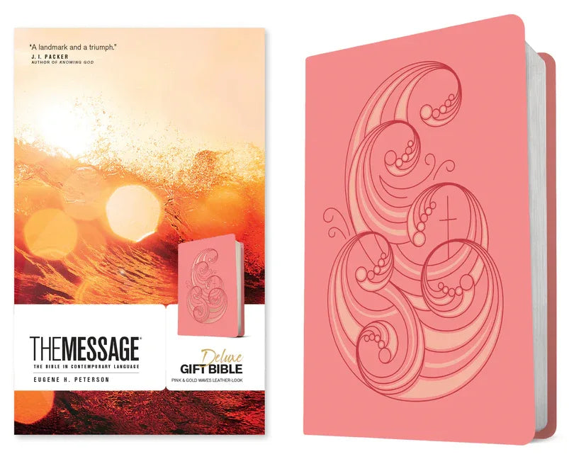 Message Deluxe Gift Bible (Leather-Look, Pink and Gold Waves): The Bible in Contemporary Language - stevensbooks