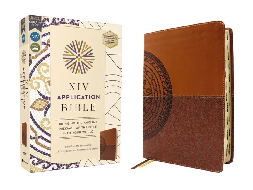 NIV Application Bible, Leathersoft, Brown, Red Letter, Thumb Indexed, Comfort Print: Bringing the Ancient Message of the Bible Into Your World - stevensbooks