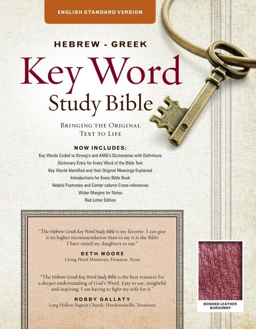 Hebrew-Greek Key Word Study Bible: ESV Edition, Burgundy Bonded Leather (None, ESV Bible Version, Bonde) - stevensbooks