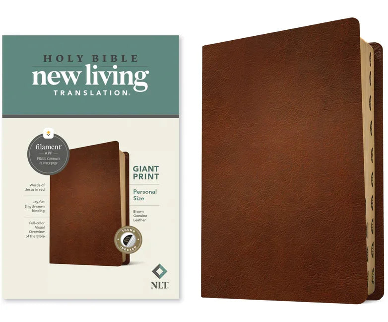 NLT Personal Size Giant Print Bible, Filament Enabled Edition (Red Letter, Genuine Leather, Brown, Indexed) - stevensbooks
