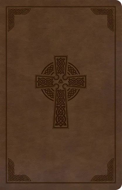 KJV Large Print Personal Size Reference Bible, Brown Celtic Cross Leathertouch - stevensbooks