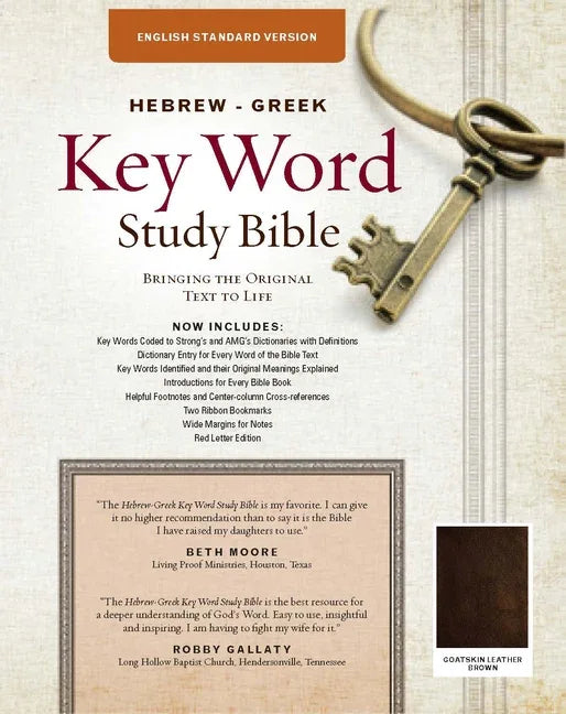 Hebrew-Greek Key Word Study Bible: ESV Edition, Brown Genuine Goat Leather - stevensbooks