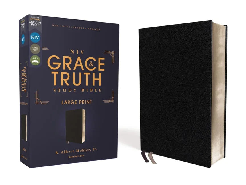 Niv, the Grace and Truth Study Bible (Trustworthy and Practical Insights), Large Print, European Bonded Leather, Black, Red Letter, Comfort Print - stevensbooks