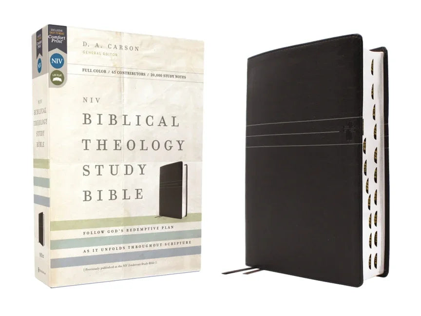 Niv, Biblical Theology Study Bible (Trace the Themes of Scripture), Leathersoft, Black, Thumb Indexed, Comfort Print: Follow God's Redemptive Plan as - stevensbooks
