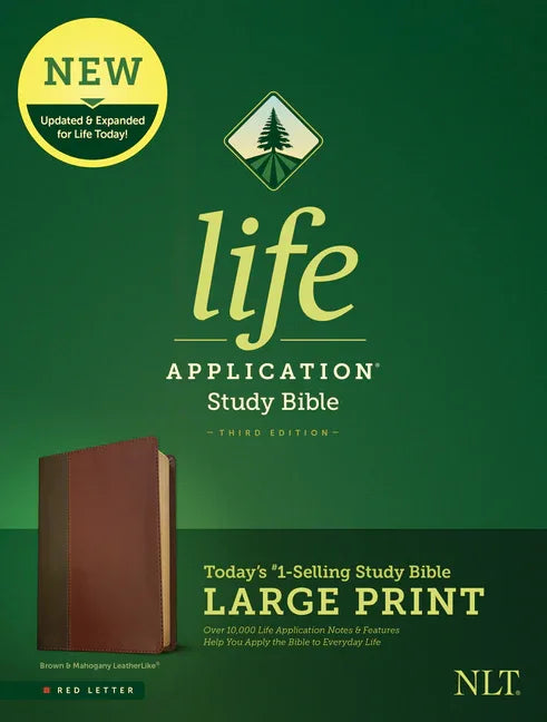 NLT Life Application Study Bible, Third Edition, Large Print (Red Letter, Leatherlike, Brown/Tan) - stevensbooks