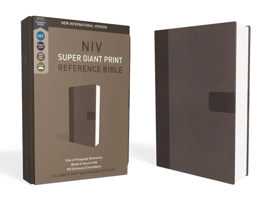 NIV, Super Giant Print Reference Bible, Giant Print, Imitation Leather, Gray, Red Letter Edition (Special) - stevensbooks