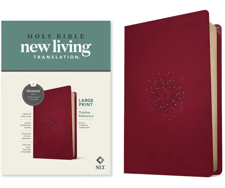 NLT Large Print Thinline Reference Bible, Filament Enabled Edition (Red Letter, Leatherlike, Berry) - stevensbooks