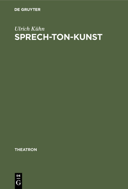 Sprech-Ton-Kunst (Reprint 2013) - Ingram