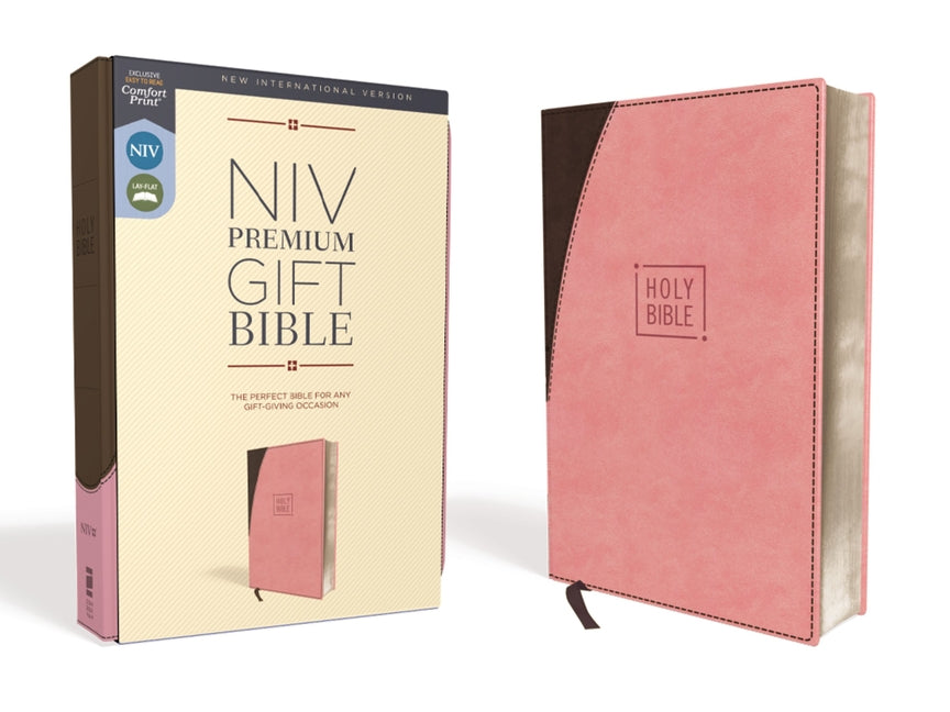 Niv, Premium Gift Bible, Leathersoft, Pink/Brown, Red Letter Edition, Comfort Print - Ingram