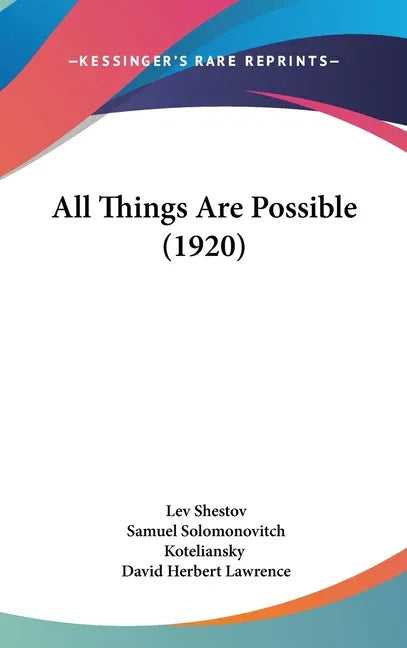 All Things Are Possible (1920) - stevensbooks