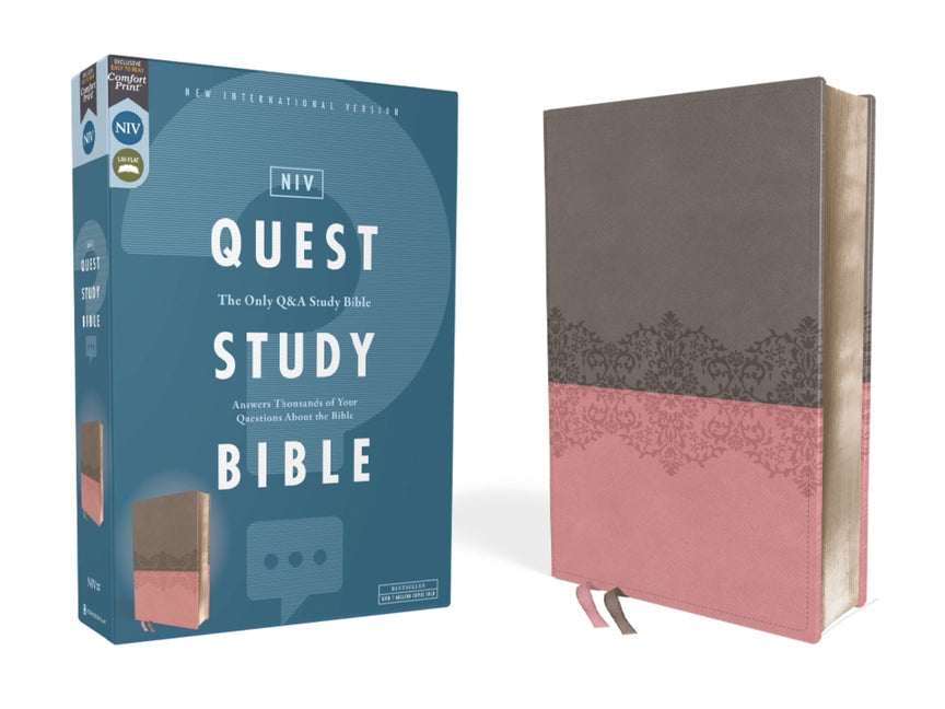 Niv, Quest Study Bible, Leathersoft, Gray/Pink, Comfort Print: The Only Q and A Study Bible - Ingram