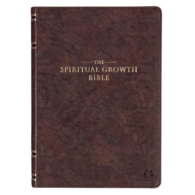 Spiritual Growth Bible, Study Bible, NLT - New Living Translation Holy Bible, Faux Leather, Walnut Brown - stevensbooks