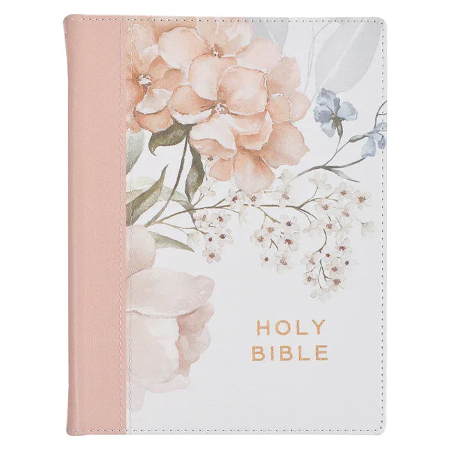 KJV Note-Taking Bible Faux Leather Hc Pink Floral Printed - stevensbooks