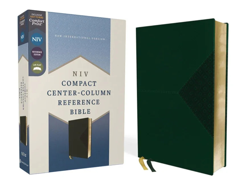 Niv, Compact Center-Column Reference Bible, Leathersoft, Green, Red Letter, Comfort Print - stevensbooks