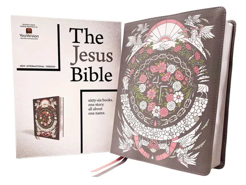 Jesus Bible Artist Edition, Niv, Leathersoft, Gray Floral, Comfort Print - stevensbooks
