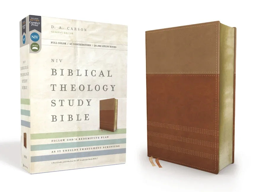 NIV, Biblical Theology Study Bible, Imitation Leather, Tan/Brown, Indexed, Comfort Print: Follow God's Redemptive Plan as It Unfolds Throughout Script - stevensbooks