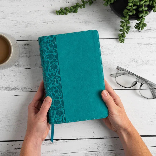NASB Large Print Personal Size Reference Bible, Teal Leathertouch, Indexed - stevensbooks