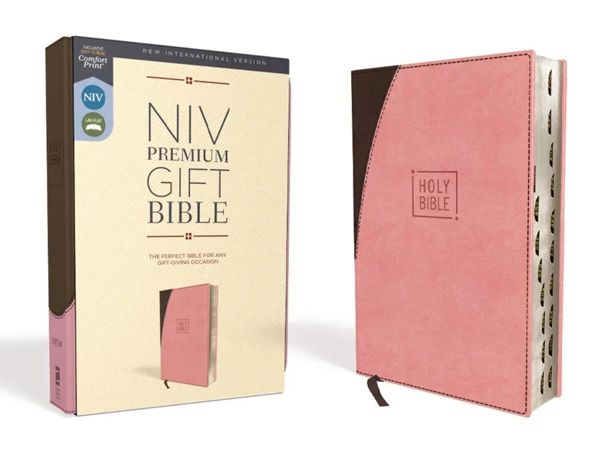 Niv, Premium Gift Bible, Leathersoft, Pink/Brown, Red Letter Edition, Indexed, Comfort Print - stevensbooks