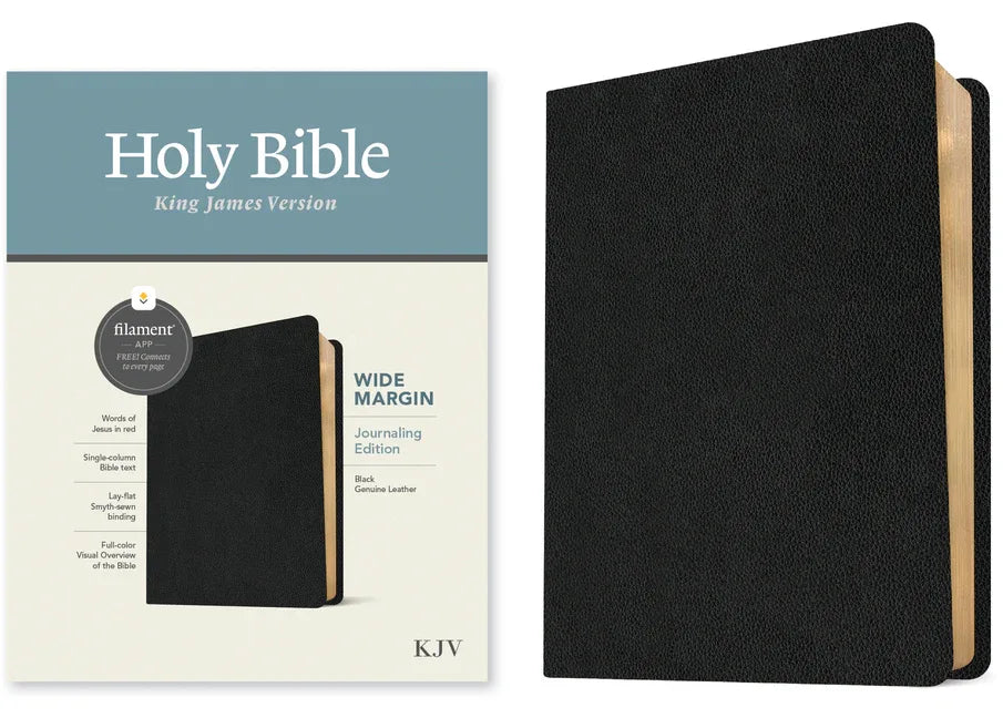 KJV Wide Margin Bible, Filament Enabled (Genuine Leather, Black, Red Letter) - stevensbooks