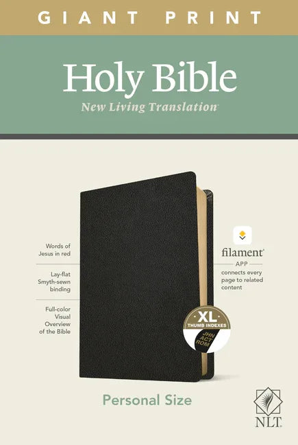 NLT Personal Size Giant Print Bible, Filament Enabled Edition (Red Letter, Genuine Leather, Black, Indexed) - stevensbooks
