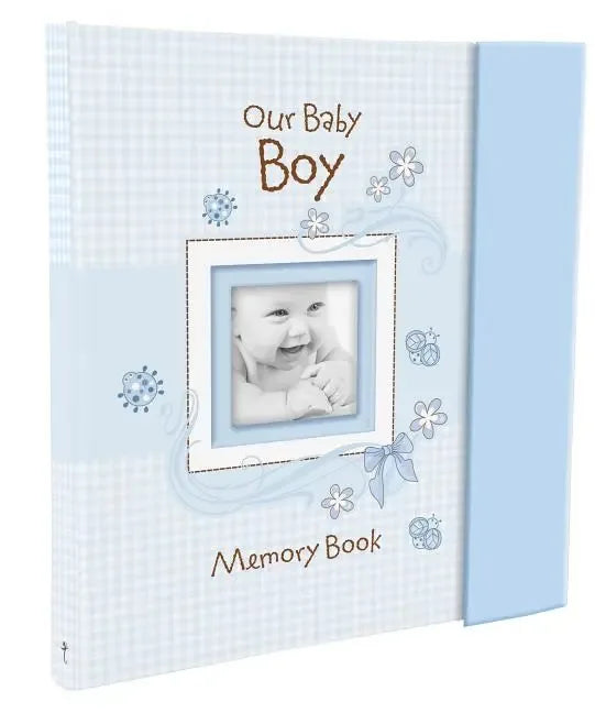 Christian Art Gifts Boy Baby Book of Memories Blue Keepsake Photo Album Our Baby Boy Memory Book Baby Book with Bible Verses, the First Year - stevensbooks